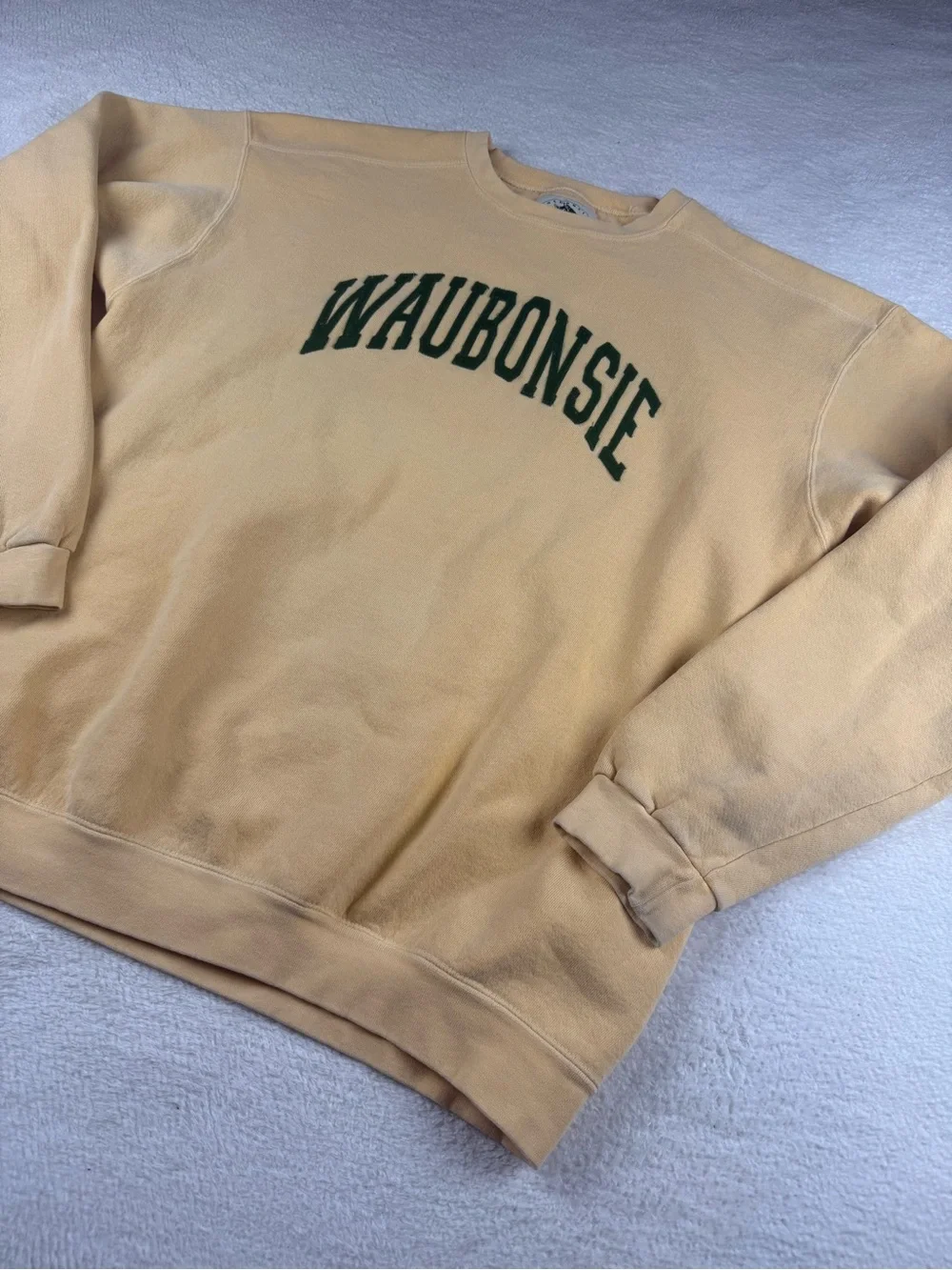 Authentic Pigment Waubonsie Crewneck Sweatshirt Mens Size XL Pale Yellow
